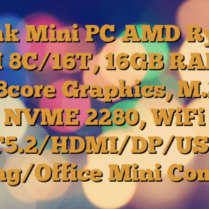 Beelink Mini PC AMD Ryzen 7 5800H 8C/16T, 16GB RAM 1TB SSD, 8core Graphics, M.2 SSD NVME 2280, WiFi 6/BT5.2/HDMI/DP/USB3.2, Gaming/Office Mini Computer