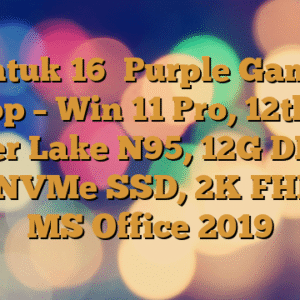 Rumtuk 16″ Purple Gaming Laptop – Win 11 Pro, 12th Gen Alder Lake N95, 12G DDR5, 512G NVMe SSD, 2K FHD IPS, MS Office 2019